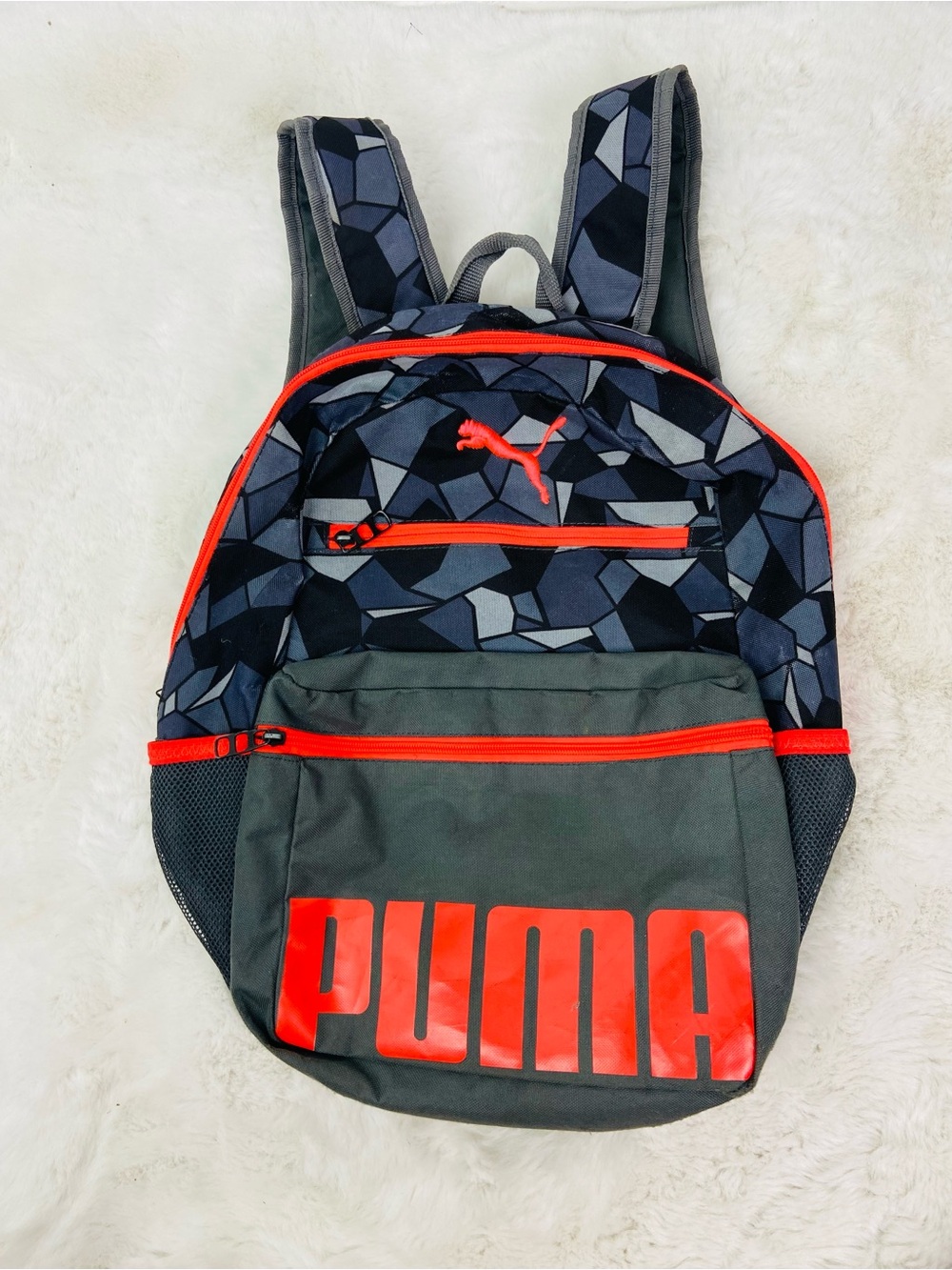 PUMA Men's Gray & red multi pocket Backpack